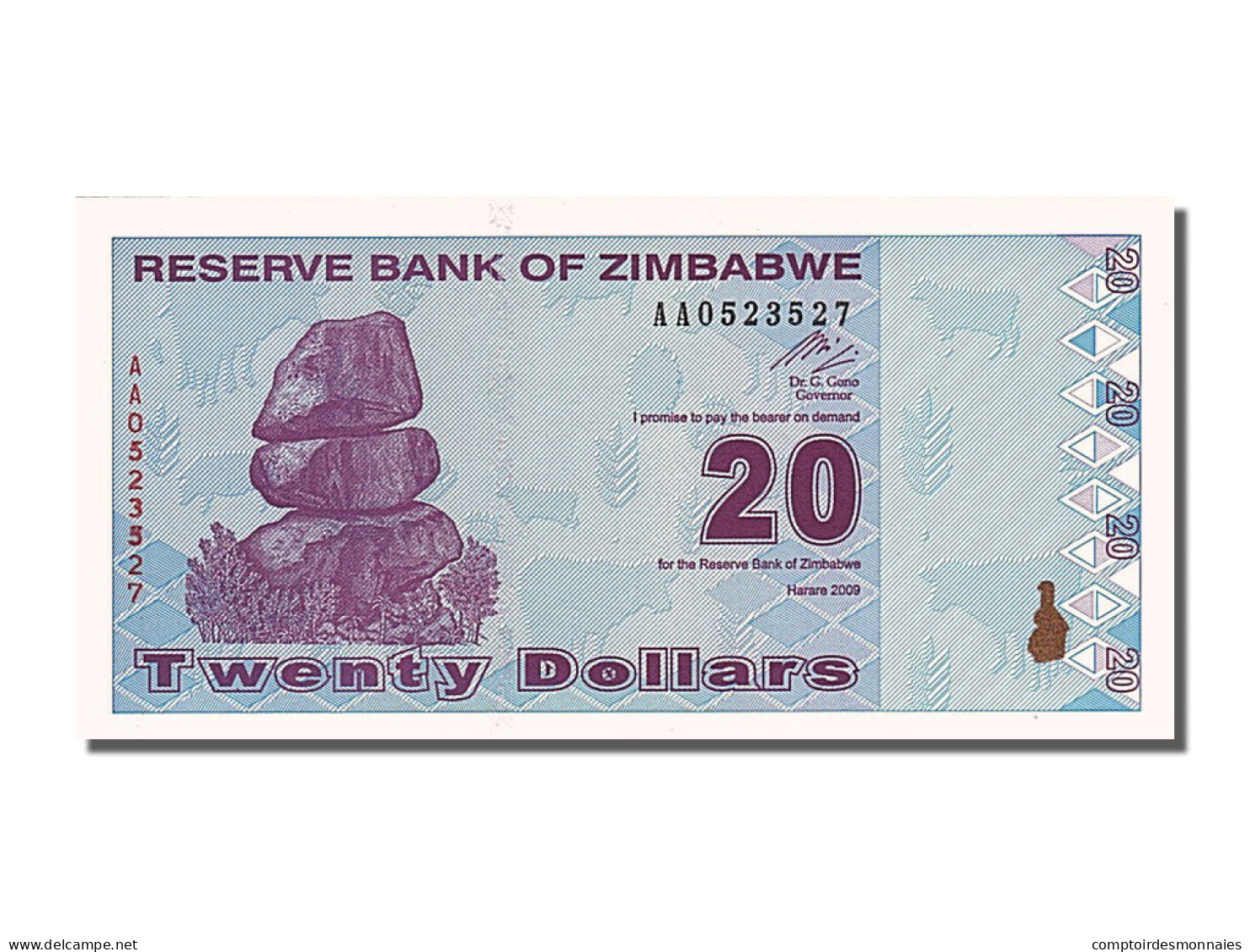 Billet, Zimbabwe, 20 Dollars, 2009, 2009-02-02, NEUF - Simbabwe