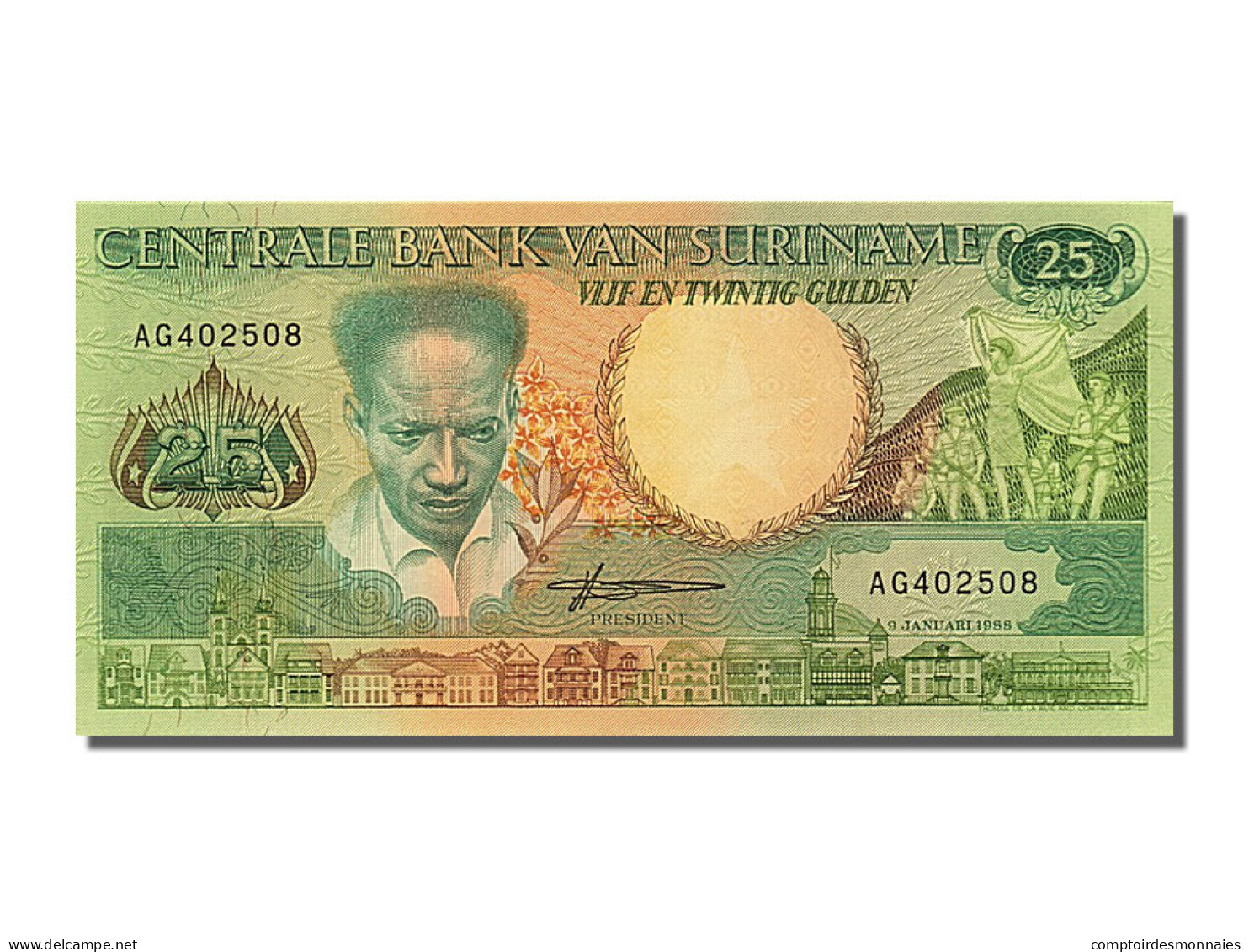 Billet, Suriname, 25 Gulden, 1988, 1988-01-09, NEUF - Suriname