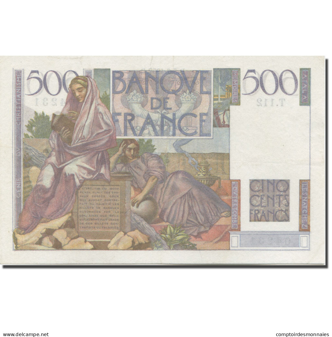 France, 500 Francs, Chateaubriand, 1945, 1952-07-03, TTB+, Fayette:34.09 - 500 F 1945-1953 ''Chateaubriand''