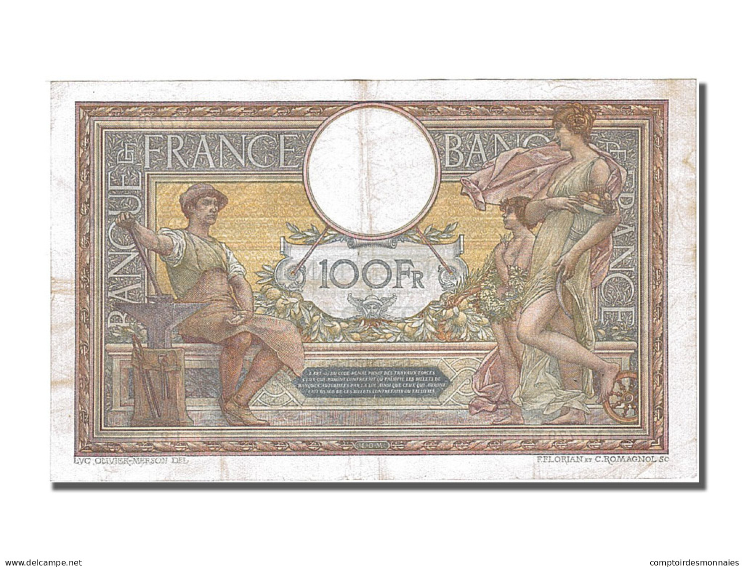 Billet, France, 100 Francs, 100 F 1908-1939 ''Luc Olivier Merson'', 1921 - 100 F 1908-1939 ''Luc Olivier Merson''