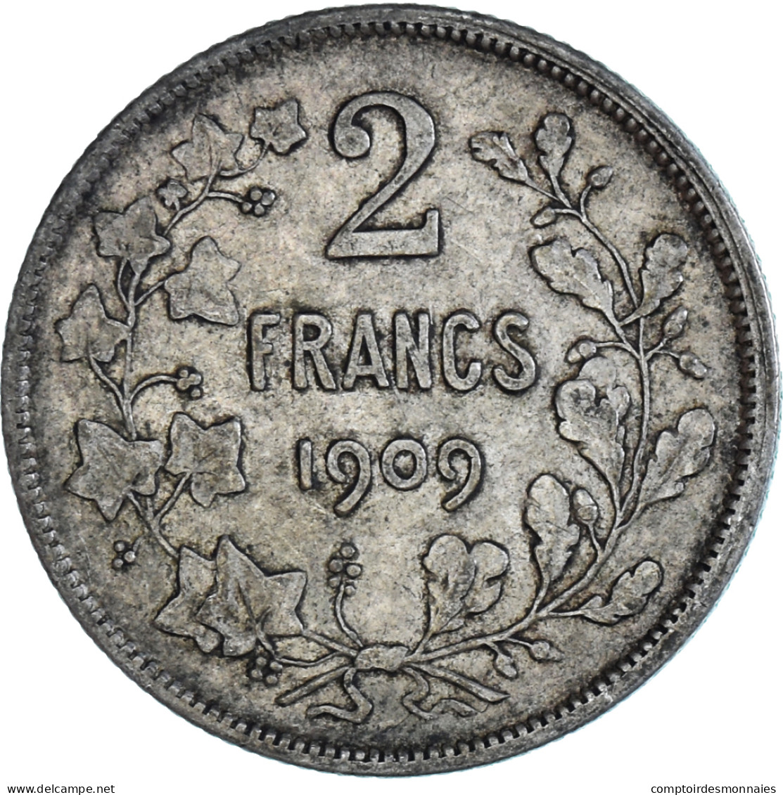 Monnaie, Belgique, Leopold II, 2 Francs, 2 Frank, 1909, TB+, Argent, KM:58.1 - 2 Francs