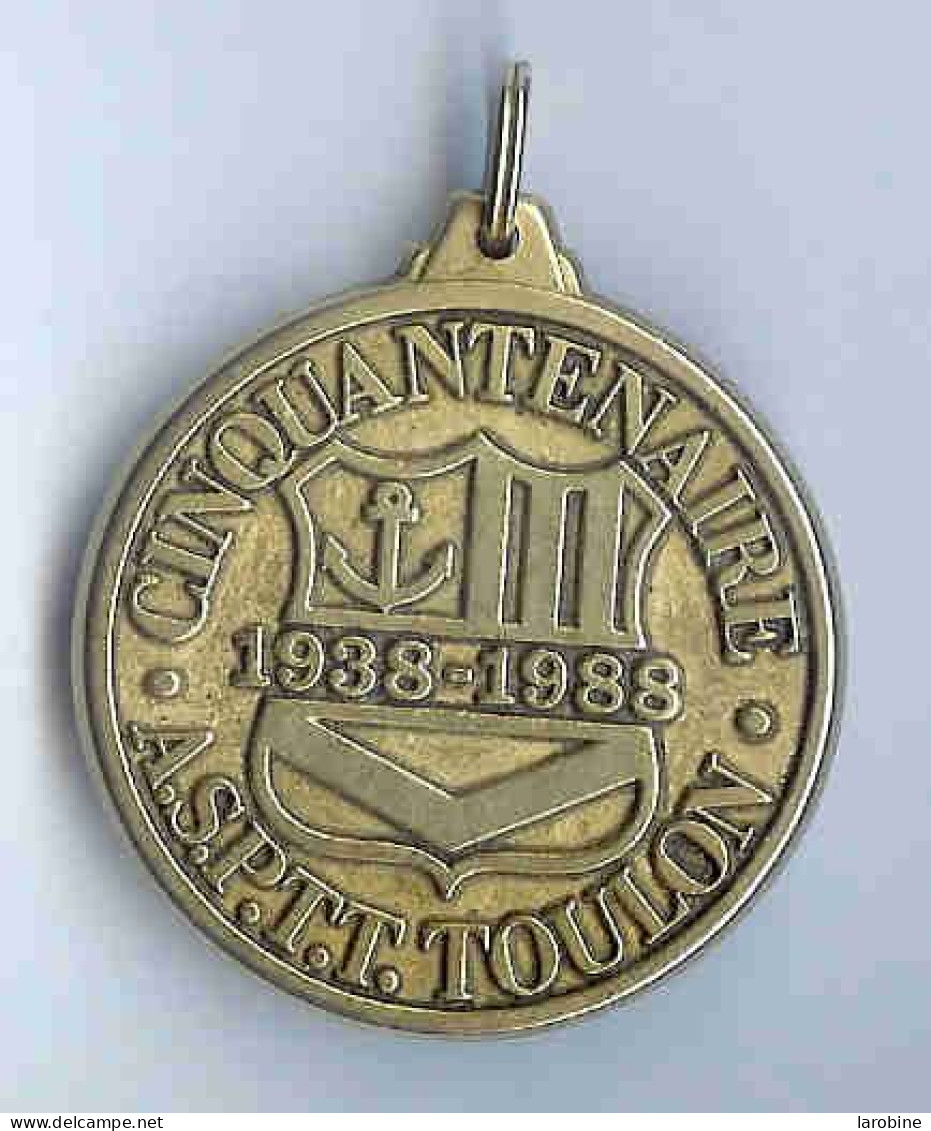 @@ Médaille ASPTT La Poste Blason TOULON Var Cinquantenaire 1938-1988 (4,5) @@vi6b - Correo