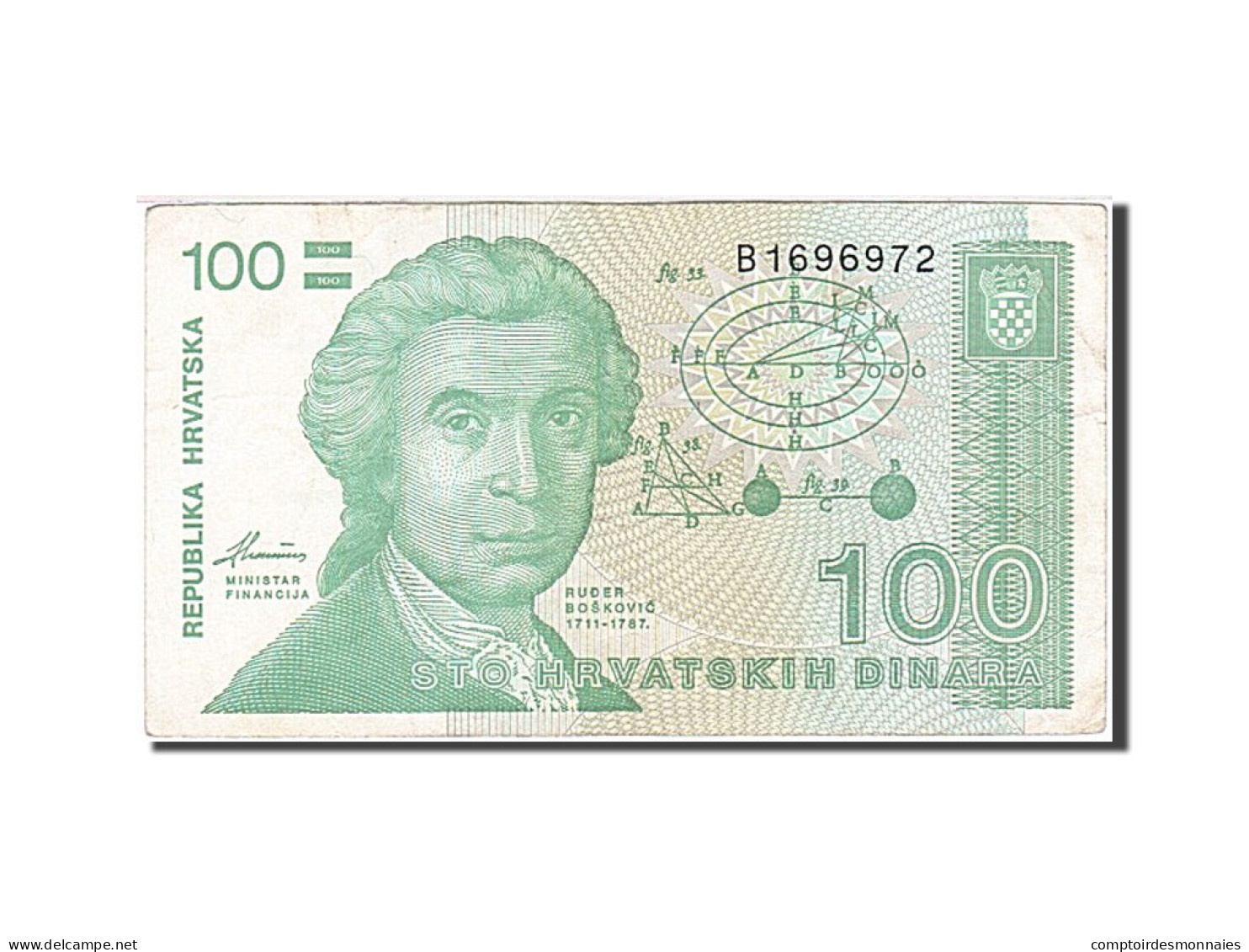 Billet, Croatie, 100 Dinara, 1991, 1991-10-08, TTB - Croatie
