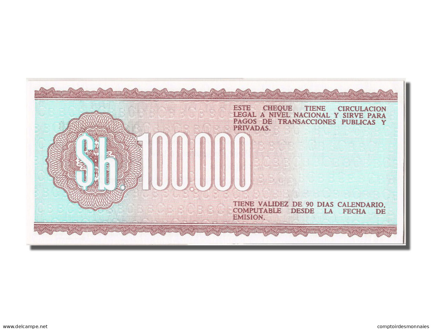 Billet, Bolivie, 100,000 Pesos Bolivianos, 1984, 1984-12-21, NEUF - Bolivien