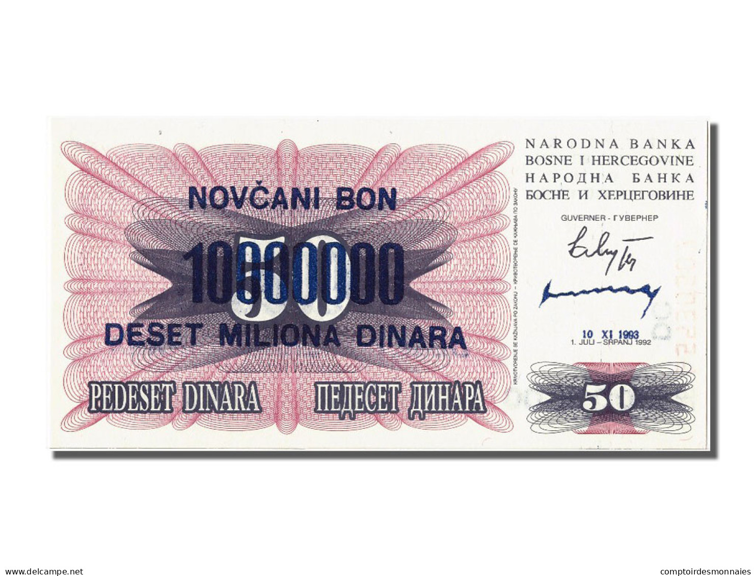 Billet, Bosnia - Herzegovina, 10,000,000 Dinara, 1993, 1993-11-10, NEUF - Bosnie-Herzegovine