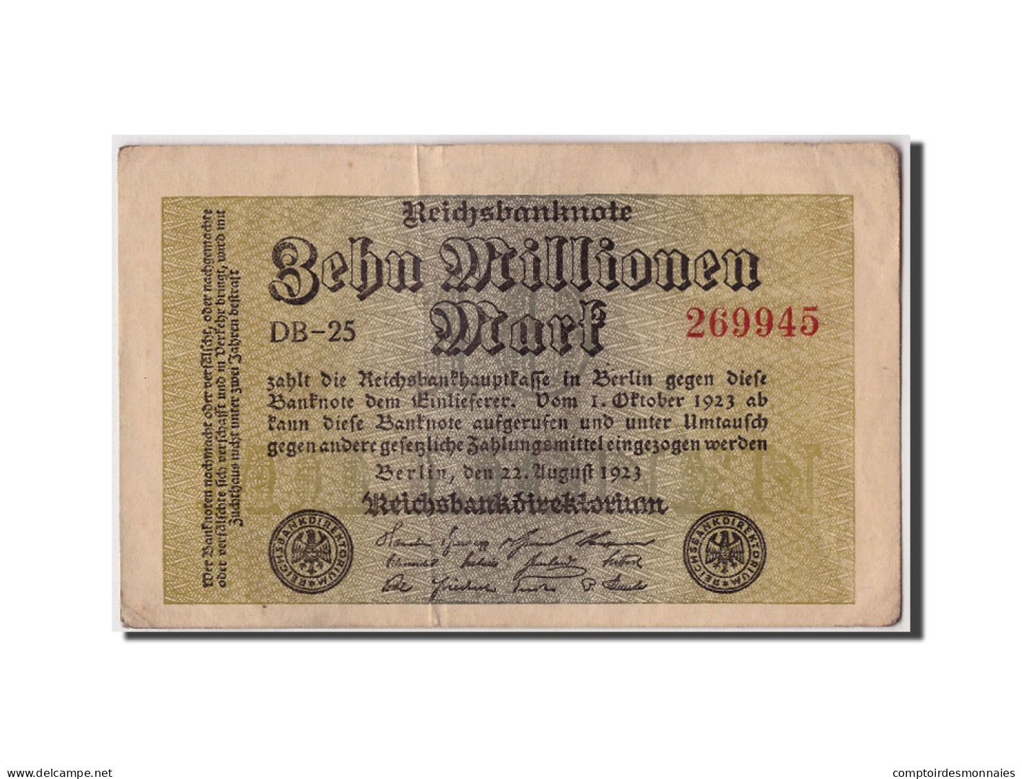 Billet, Allemagne, 10 Millionen Mark, 1923, 1923-08-22, TB - 10 Mio. Mark