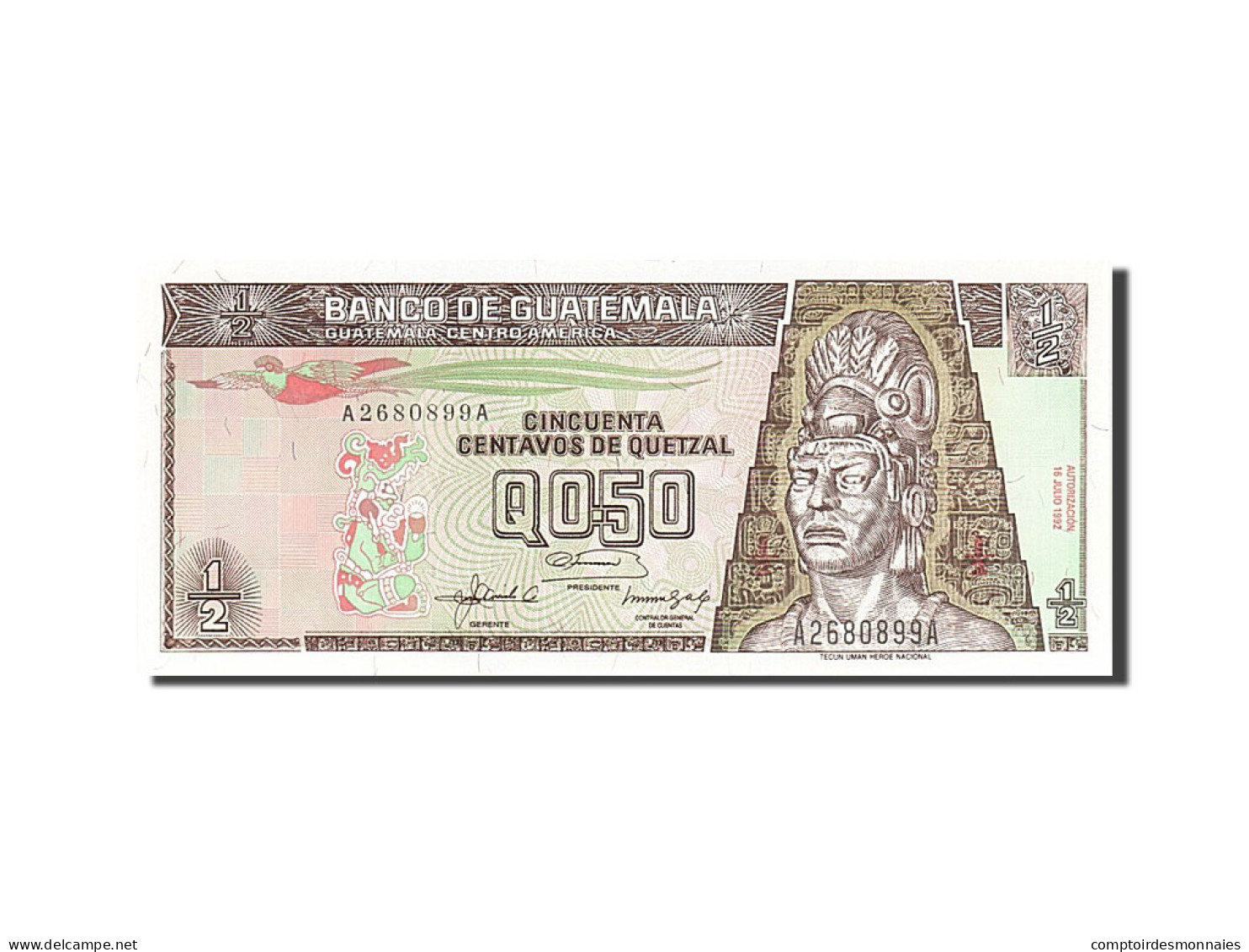 Billet, Guatemala, 1/2 Quetzal, 1992, 1992-02-14, NEUF - Guatemala