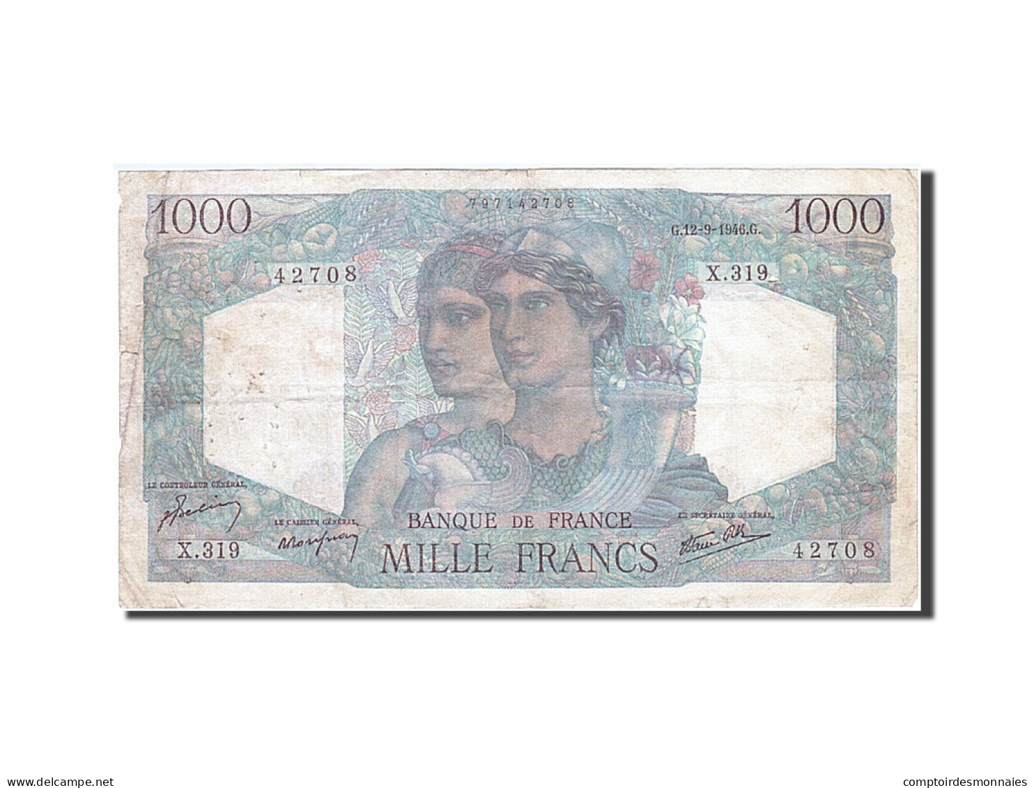 Billet, France, 1000 Francs, 1 000 F 1945-1950 ''Minerve Et Hercule'', 1946 - 1 000 F 1945-1950 ''Minerve Et Hercule''