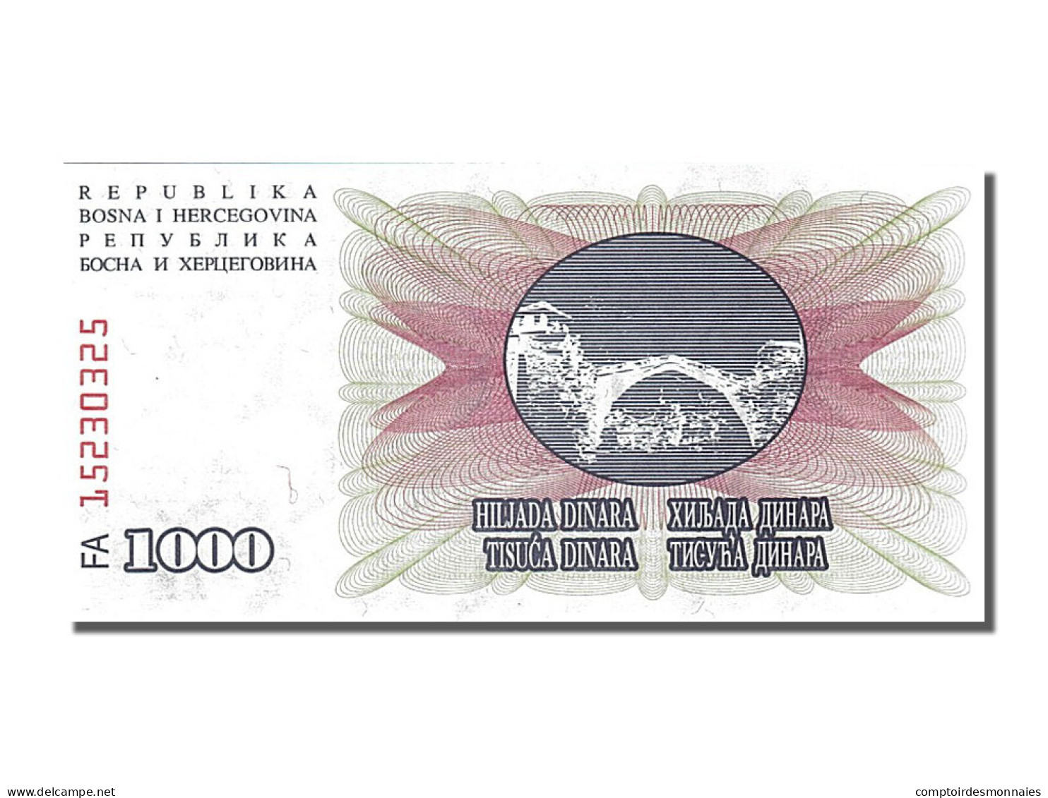 Billet, Bosnia - Herzegovina, 1000 Dinara, 1992, 1992-07-01, NEUF - Bosnia And Herzegovina