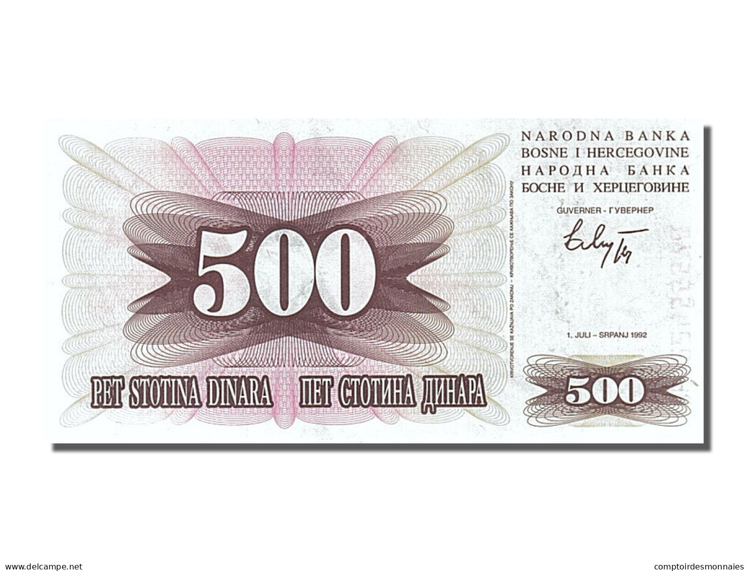 Billet, Bosnia - Herzegovina, 500 Dinara, 1992, 1992-07-01, NEUF - Bosnia Erzegovina