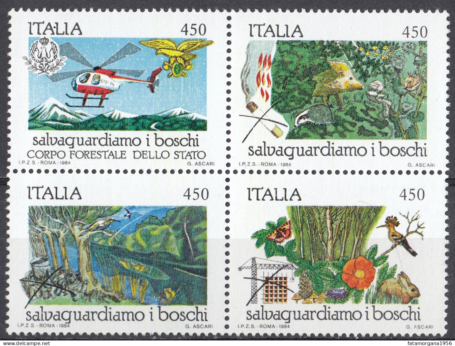 ITALIA - 1984 - Serie Completa Nuova MNH Yvert 1611/1614, In Quartina  Se-tenant, Come Da Immagine. - 1981-90: Neufs