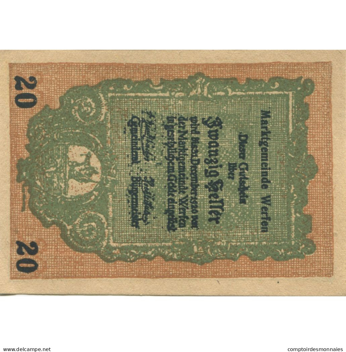 Billet, Autriche, Werfen, 20 Heller, Village 1920-12-31, SPL Mehl:FS 1173a - Oesterreich