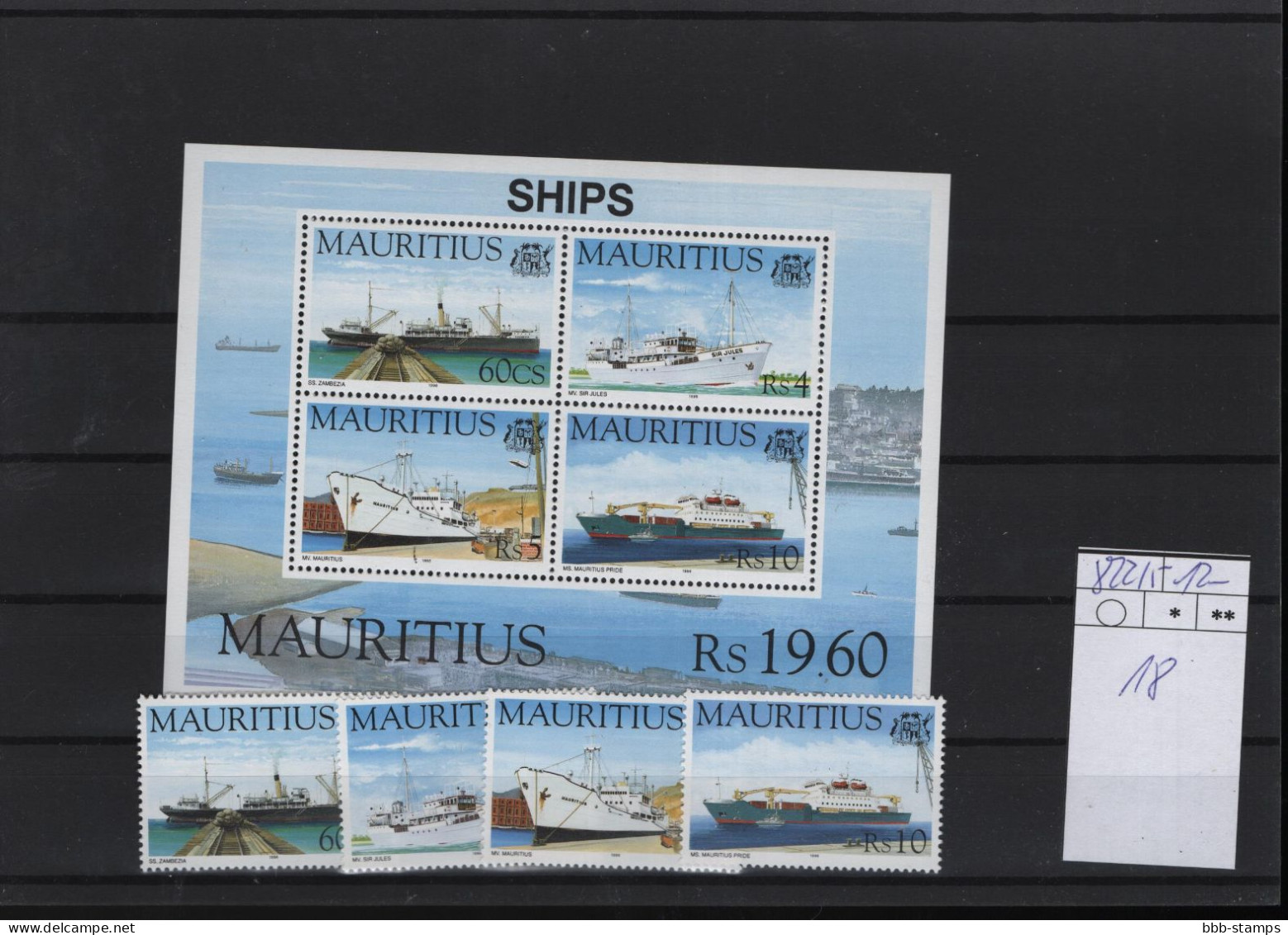 Mauritius Michel Cat.No. Mnh/**  822/825 + Sheet 18 - Mauricio (1968-...)