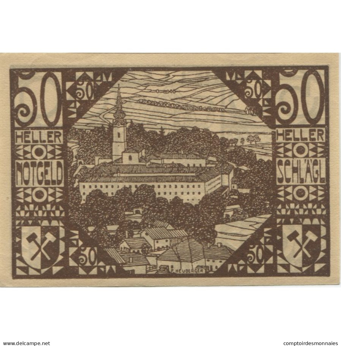 Billet, Autriche, Schlägl, 50 Heller, Blason, 1920, SPL, Mehl:FS 960a - Oesterreich