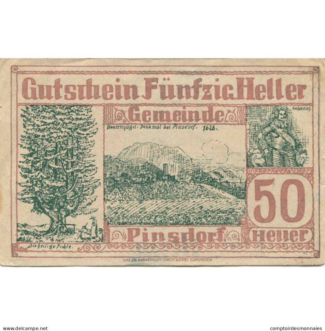 Billet, Autriche, Pinsdorf, 50 Heller, Arbre 1920-12-31, SUP+, Mehl:FS 750 - Oesterreich