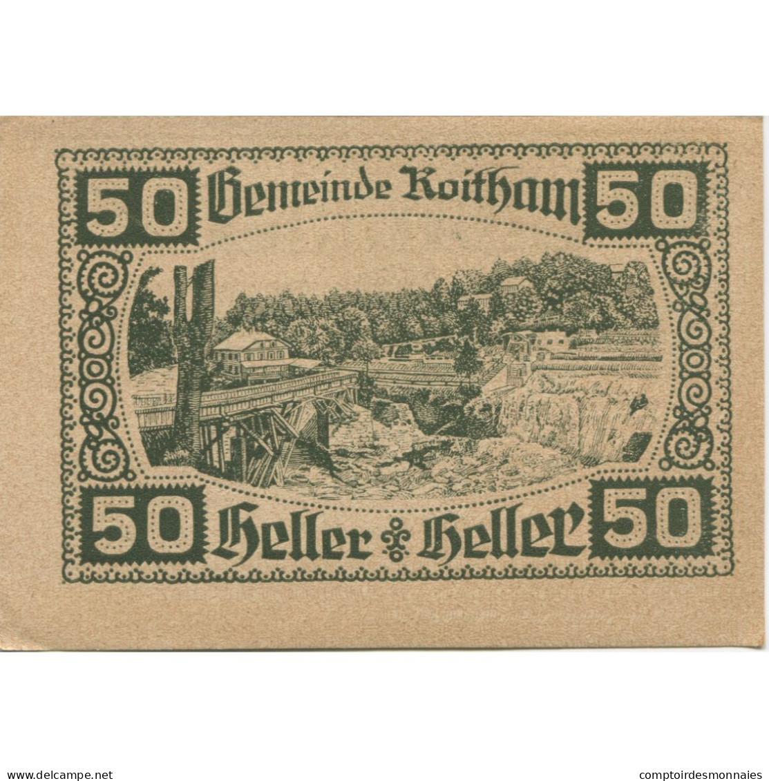 Billet, Autriche, Roitham, 50 Heller, Forêt, 1920, 1920-12-31, SPL, Mehl:FS 843a - Oesterreich