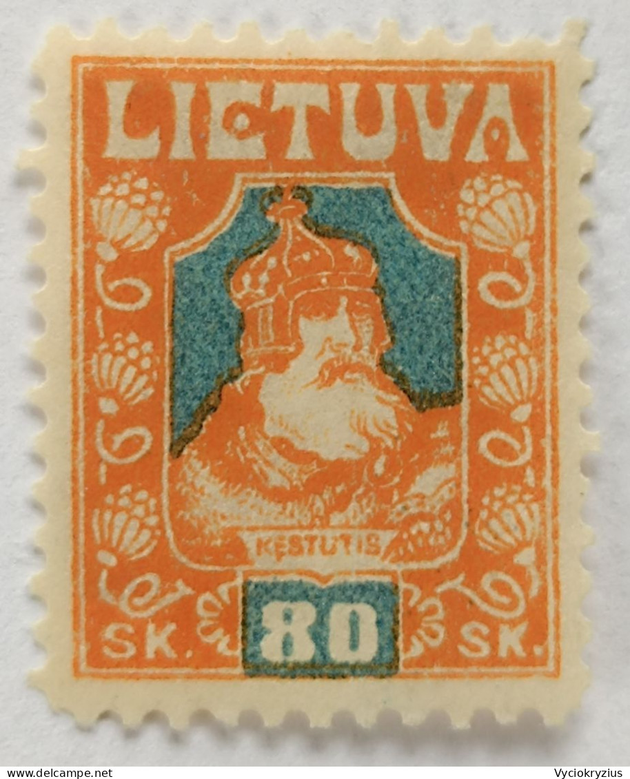 LITHUANIA LIETUVA Tentative Mi 94 F 80sk Or/h Blau (color!) 1921 - Litauen