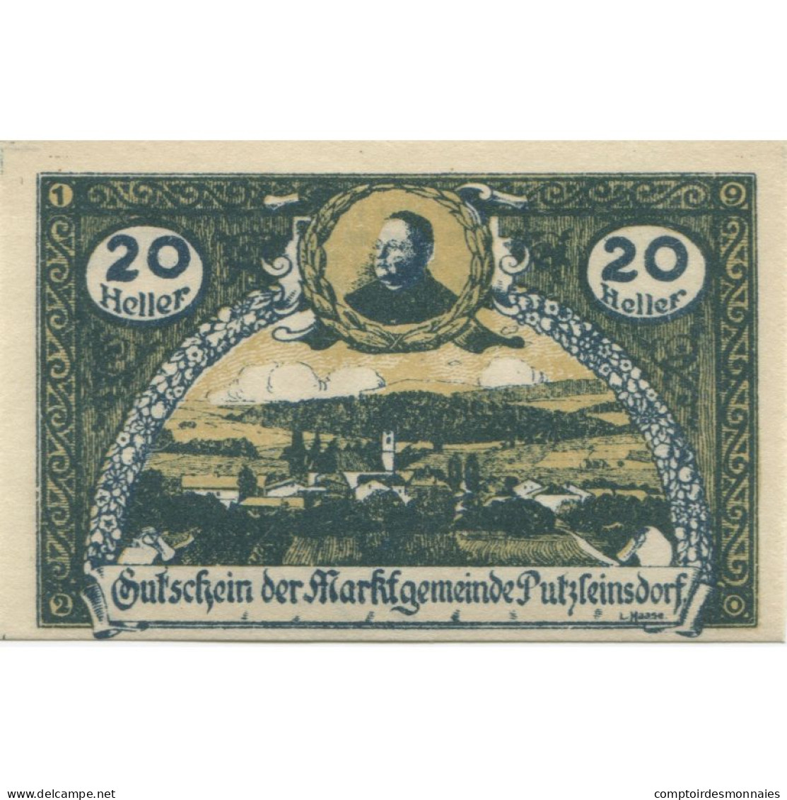 Billet, Autriche, Putzleinsdorf, 20 Heller, Paysage 1920-05-02, SPL Mehl:FS 804b - Oesterreich