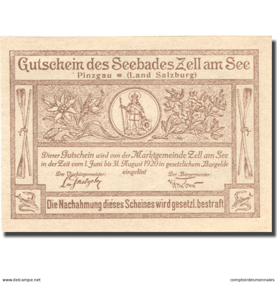 Billet, Autriche, Zell Am See, 50 Heller, Montagne, 1920 SPL Mehl:FS 1270I - Oesterreich