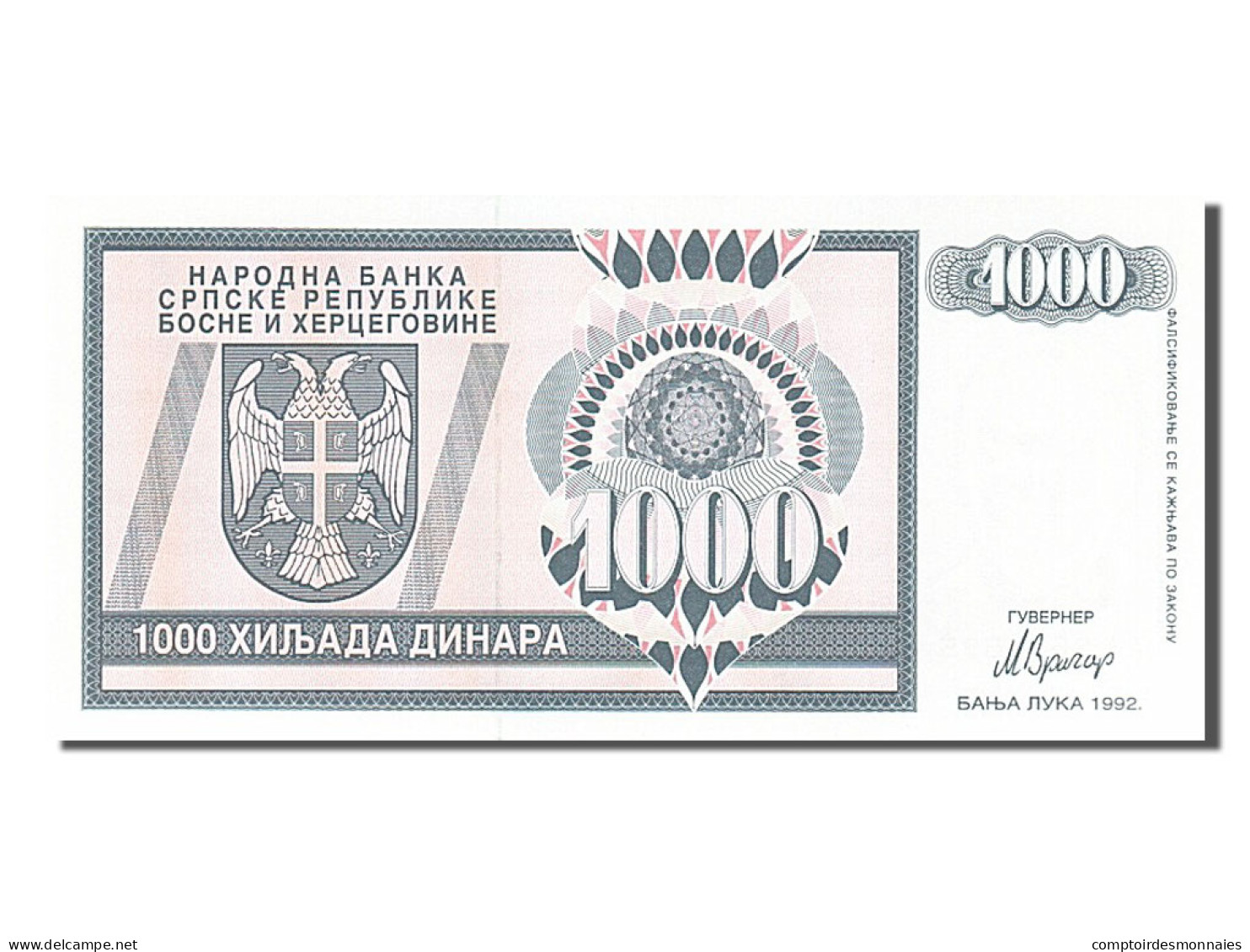 Billet, Bosnia - Herzegovina, 1000 Dinara, 1992, NEUF - Bosnia And Herzegovina