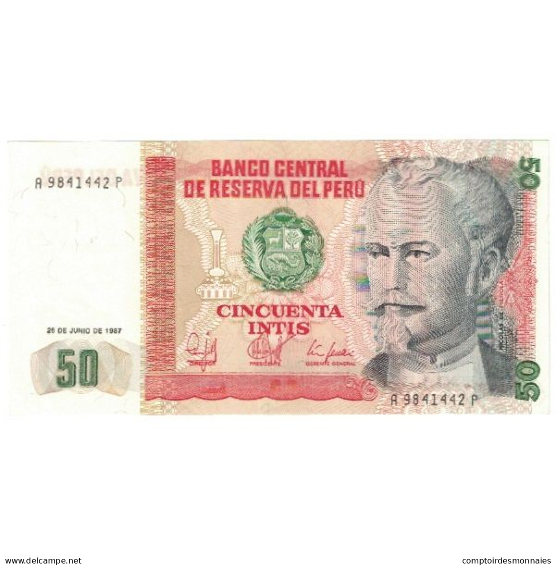 Billet, Pérou, 50 Intis, 1987, 1987-06-26, KM:130, NEUF - Perú