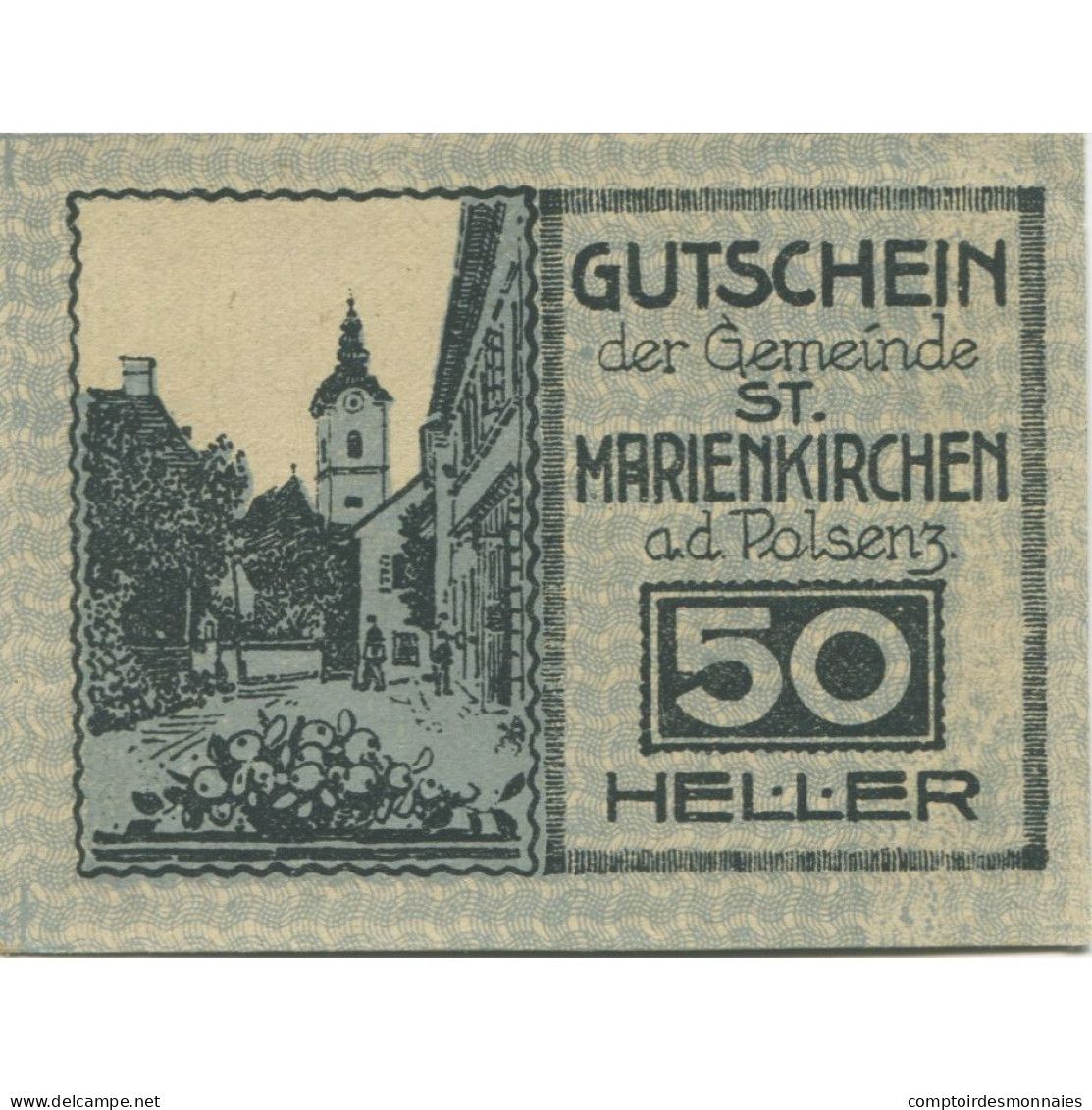 Billet, Autriche, Marienkirchen, 50 Heller, Eglise, 1920, SPL, Mehl:FS 909a - Oesterreich