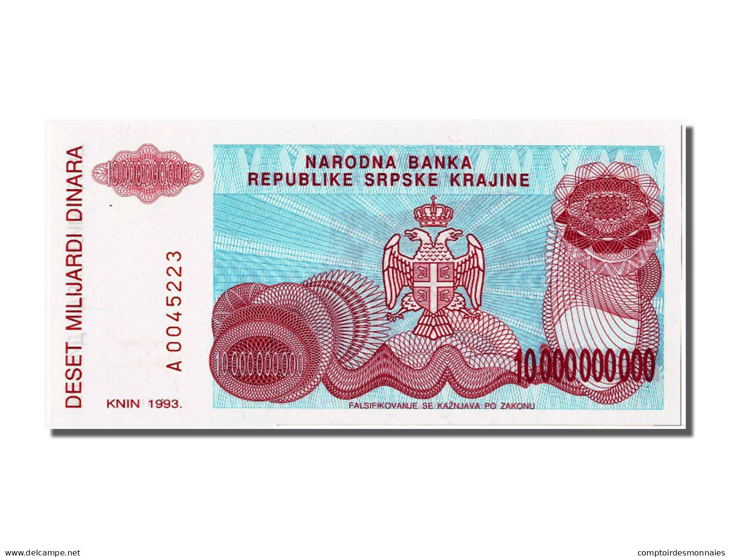 Billet, Croatie, 10 Milliard Dinara, 1993, NEUF - Croazia