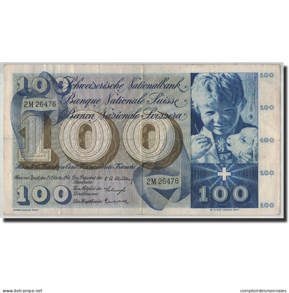 Billet, Suisse, 100 Franken, 1956, 1956-10-25, KM:49a, TB - Suisse