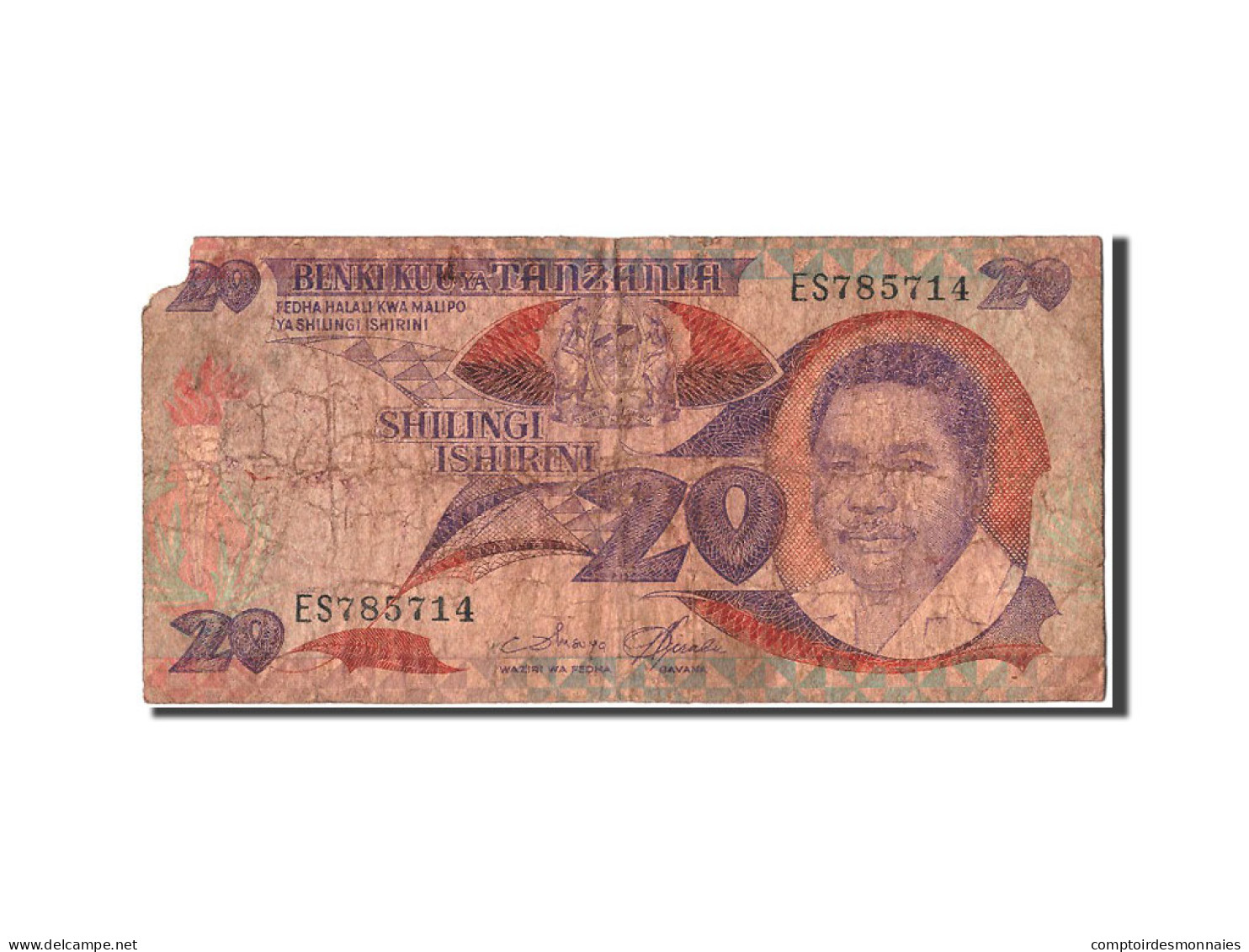 Billet, Tanzania, 20 Shilingi, B - Tanzanie