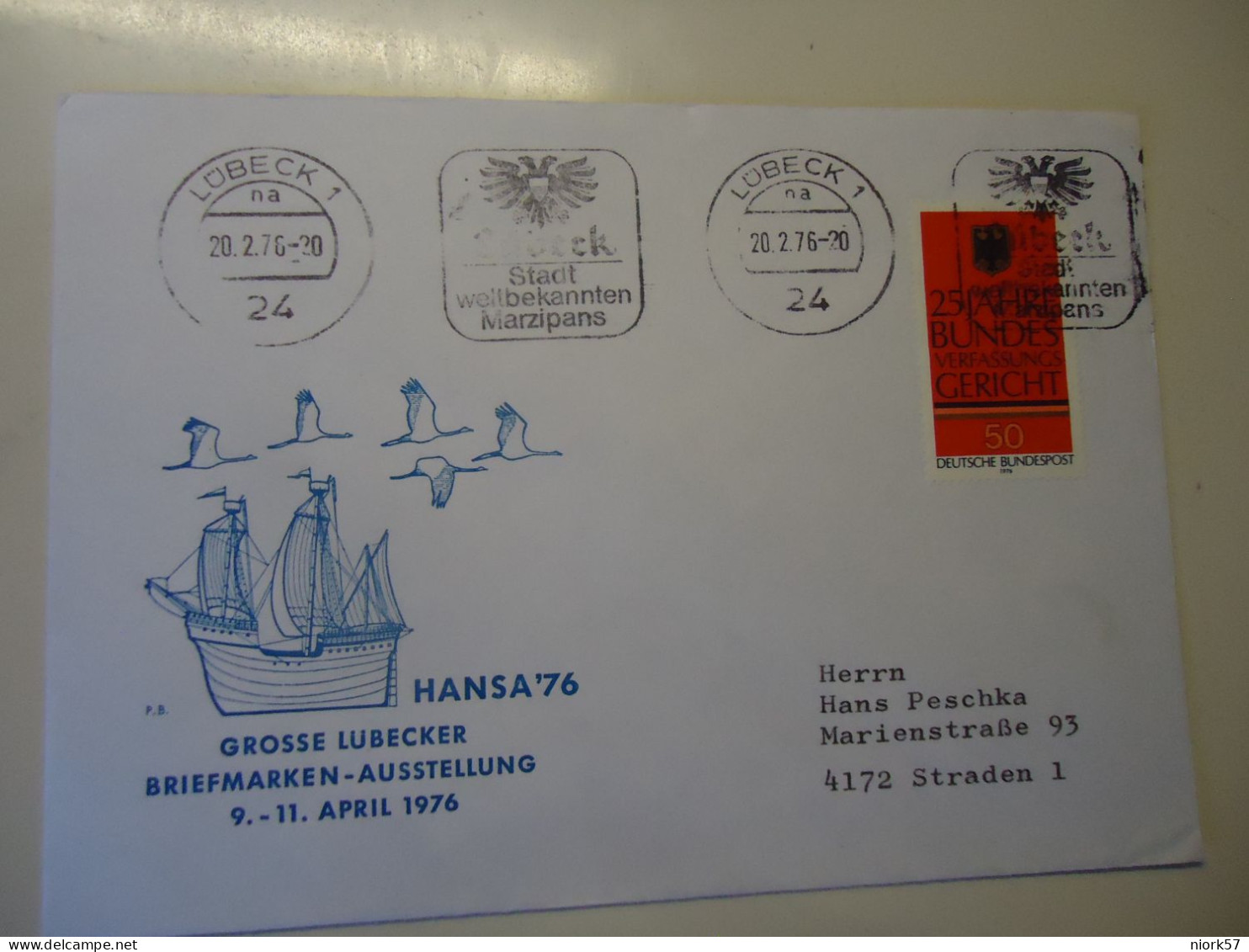 GERMANY  COVER   HANSA 76 BIRDS SHIPS - Canards