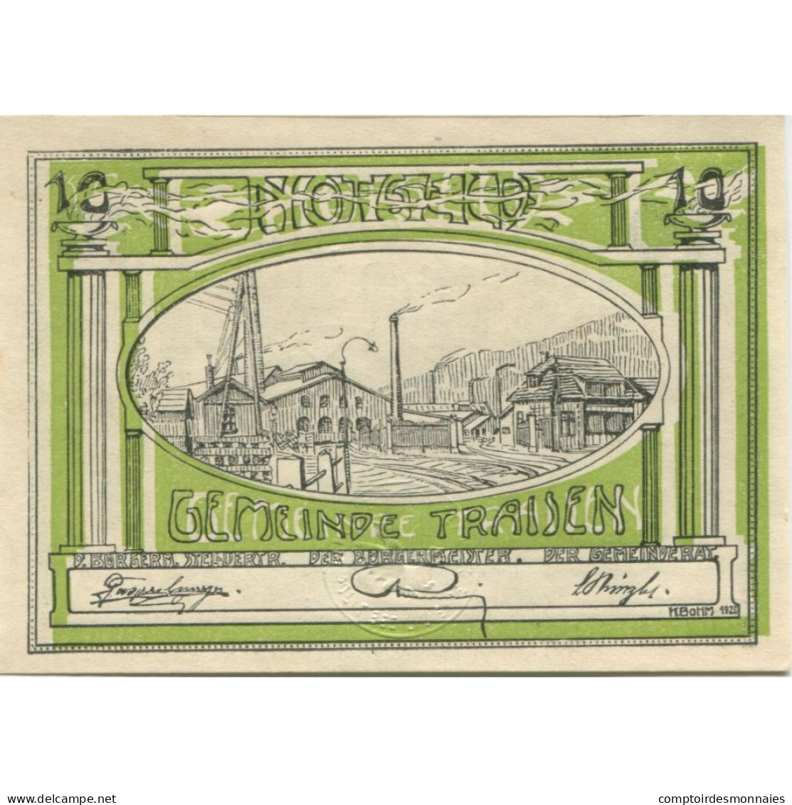 Billet, Autriche, Traisen, 10 Heller, Usine, 1920, SPL, Mehl:FS 1076I - Austria