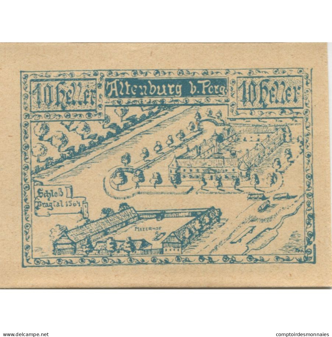 Billet, Autriche, Altenburg, 10 Heller, Château 1921-01-01, SPL, Mehl:FS 26a - Austria