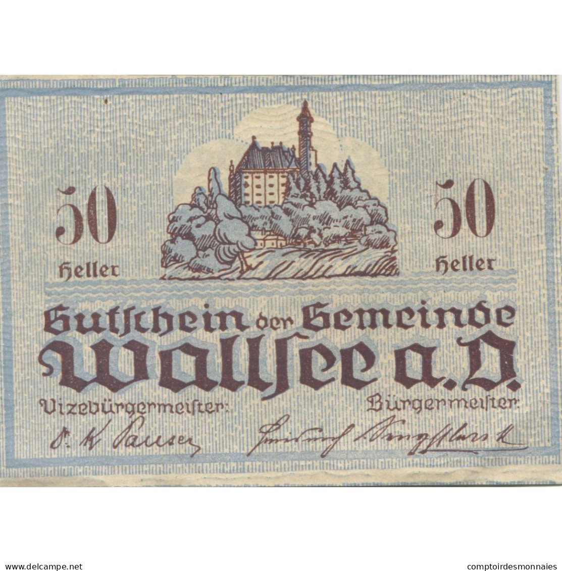 Billet, Autriche, Wallsee, 50 Heller, Mer, 1920, 1920-12-31, SPL, Mehl:FS 1137Ia - Austria