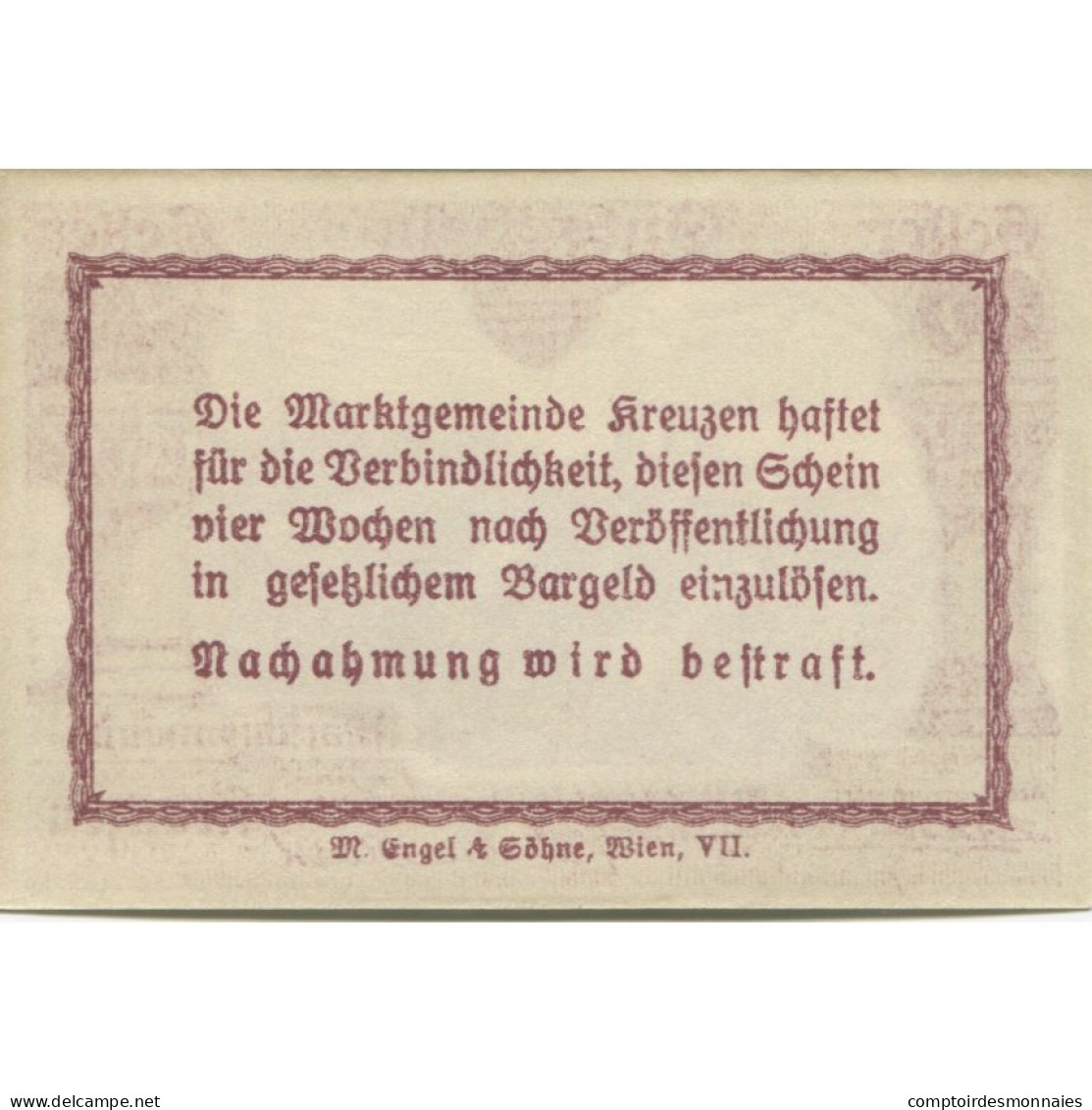 Billet, Autriche, Kreuzen, 20 Heller, Ruine, 1920, SPL, Mehl:FS 479a - Austria