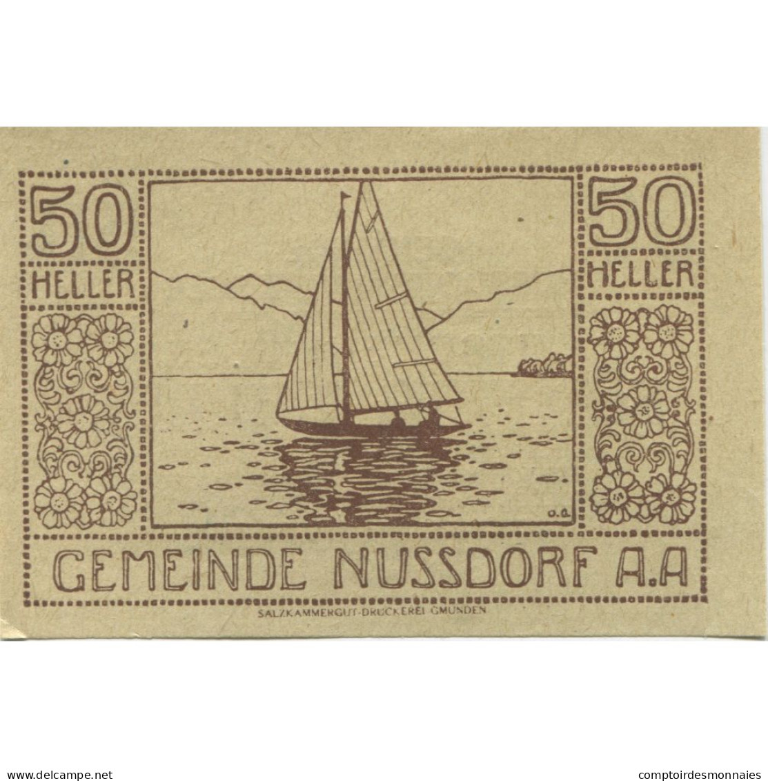 Billet, Autriche, Nussdorf Am Attersee, 50 Heller Voilier, 1920 SPL Mehl:FS 677a - Oesterreich