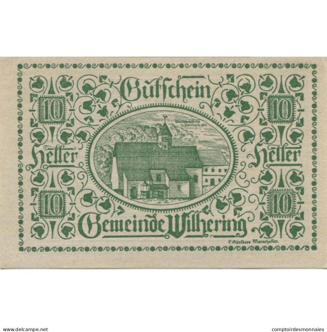 Billet, Autriche, Wilhering, 10 Heller, Eglise 1920-12-31, SPL, Mehl:FS 1236 - Oesterreich