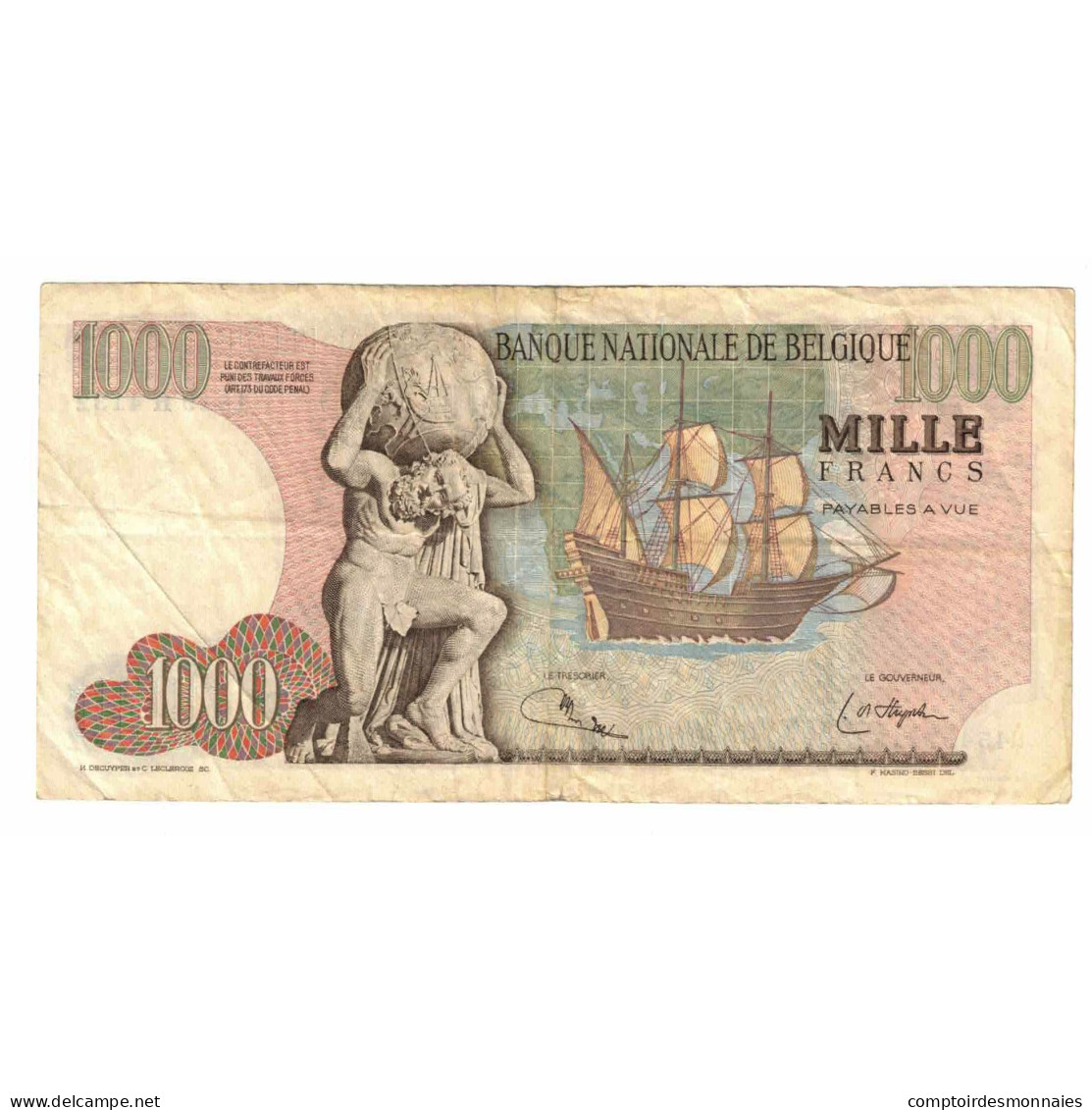 Billet, Belgique, 1000 Francs, 1975, 1975-10-03, KM:136b, TTB - 1000 Franchi