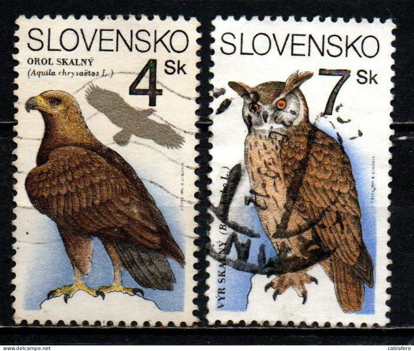 SLOVACCHIA - 1994 - Aquila Chrysaetos, Bubo Bubo - USATI - Usati