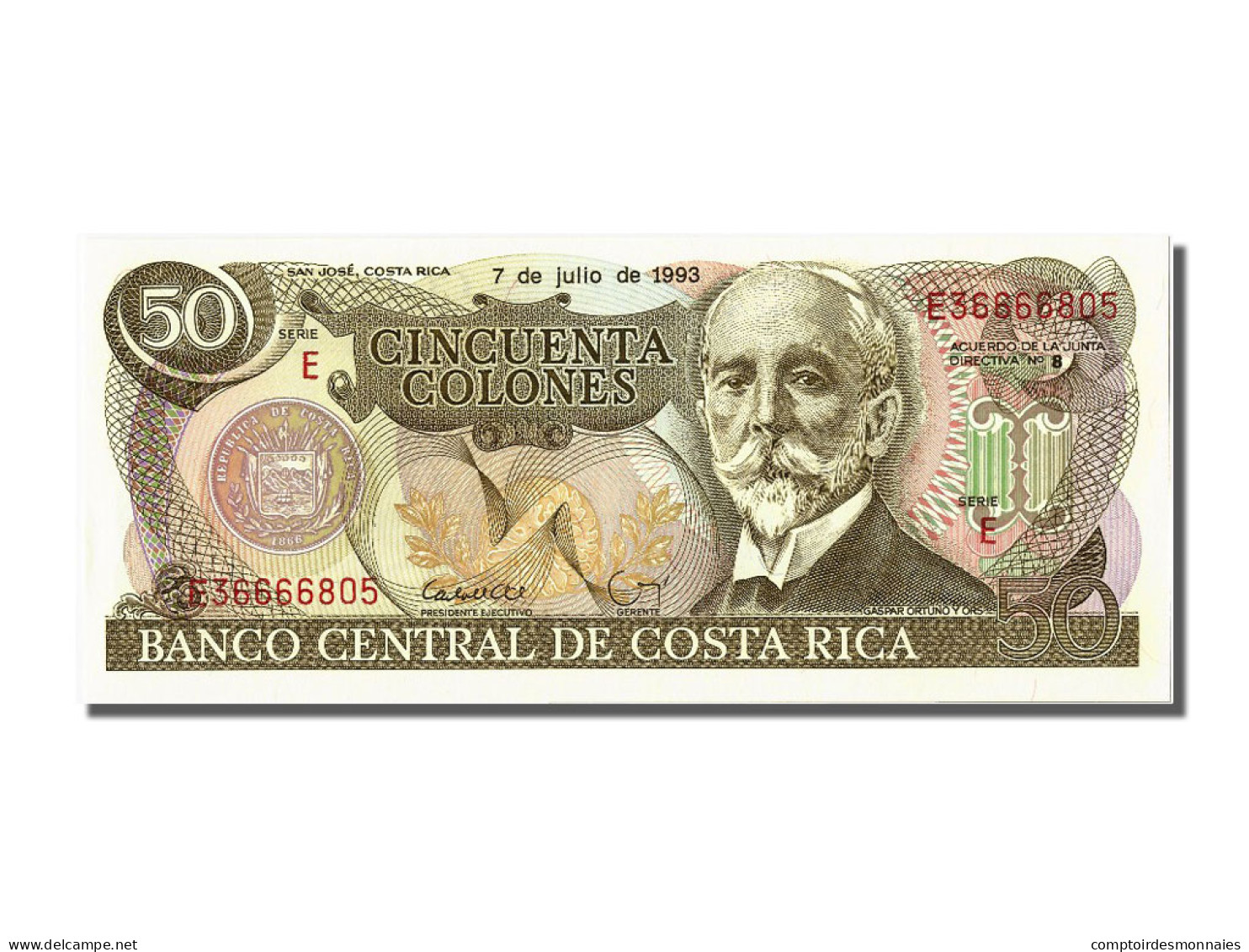 Billet, Costa Rica, 50 Colones, 1993, 1993-07-07, NEUF - Costa Rica