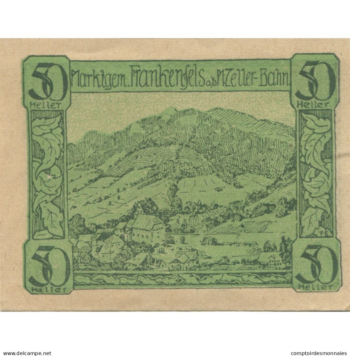 Billet, Autriche, Frankenfels, 50 Heller, Montagne 1920-12-31, SPL Mehl:FS 208a - Austria