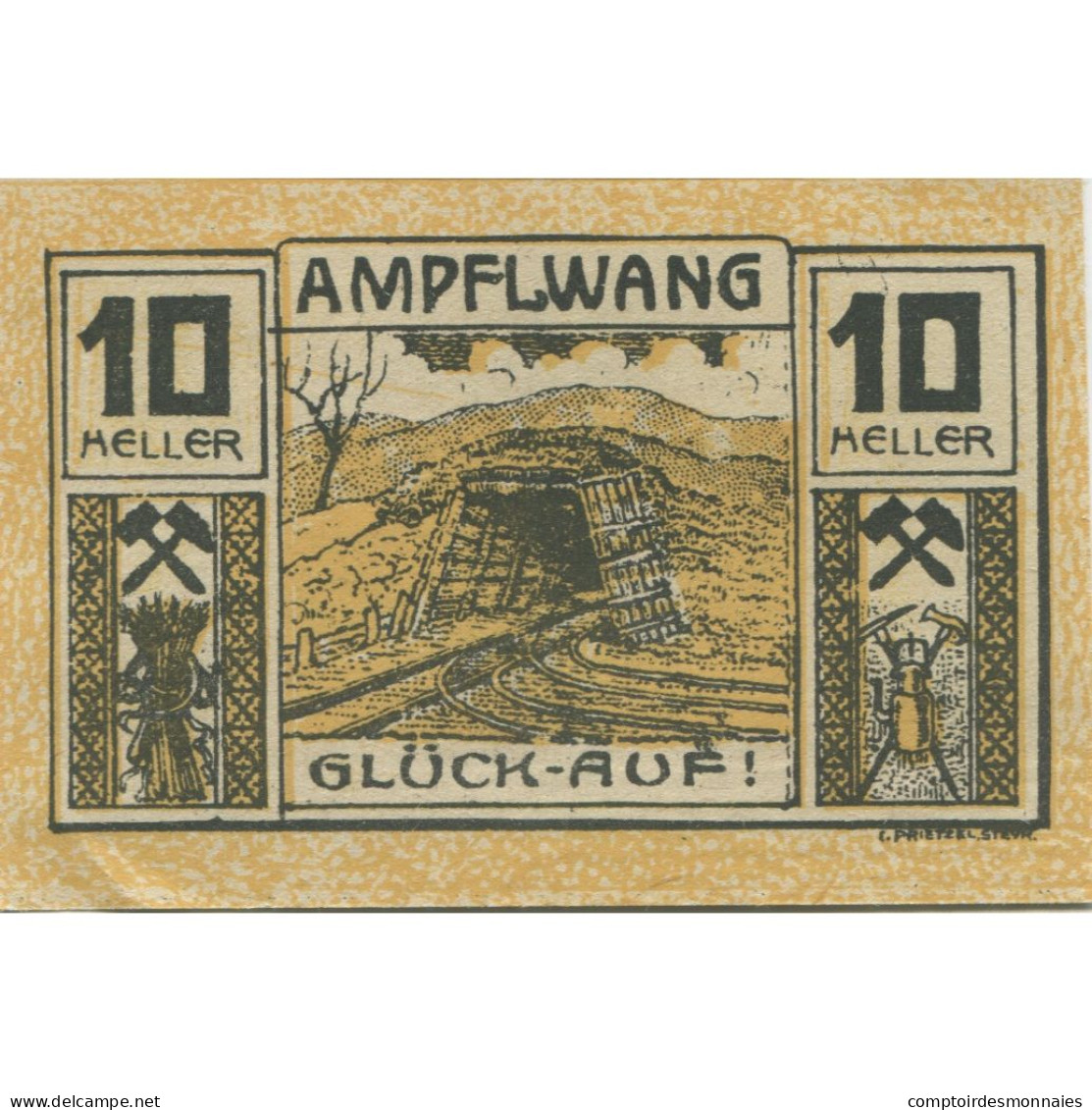 Billet, Autriche, Ampflwang, 10 Heller, Mine, 1920-12-31, SUP+, Mehl:FS 36a - Austria