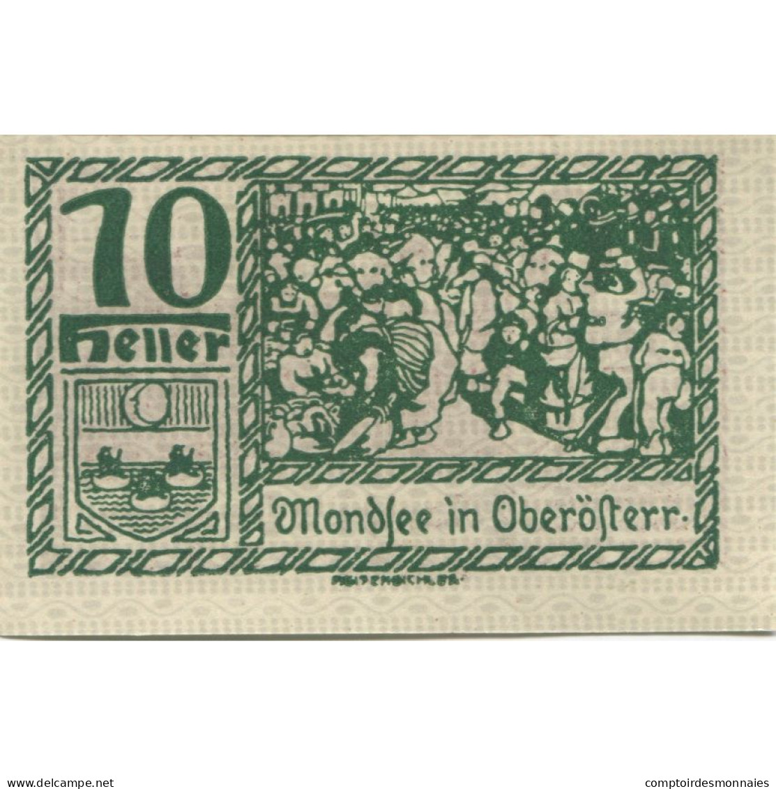 Billet, Autriche, Mondsee, 10 Heller, Personnage 1920-12-31, SPL Mehl:FS 626c1 - Autriche