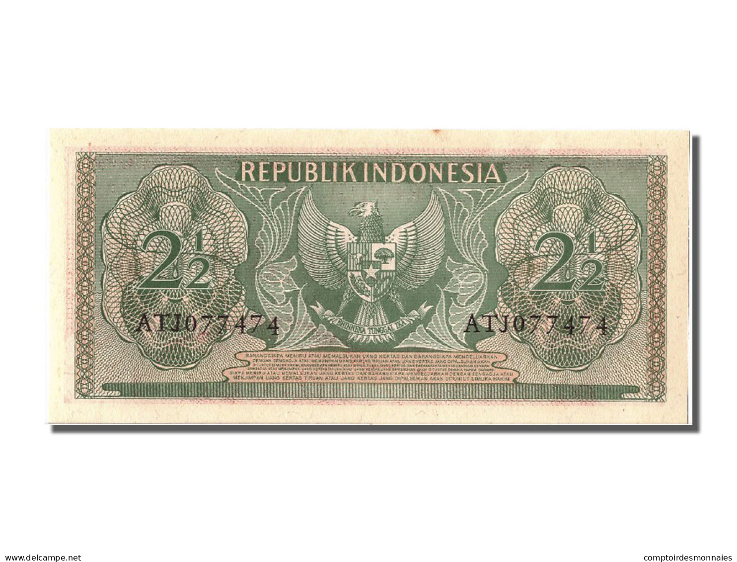 Billet, Indonésie, 2 1/2 Rupiah, 1956, NEUF - Indonésie