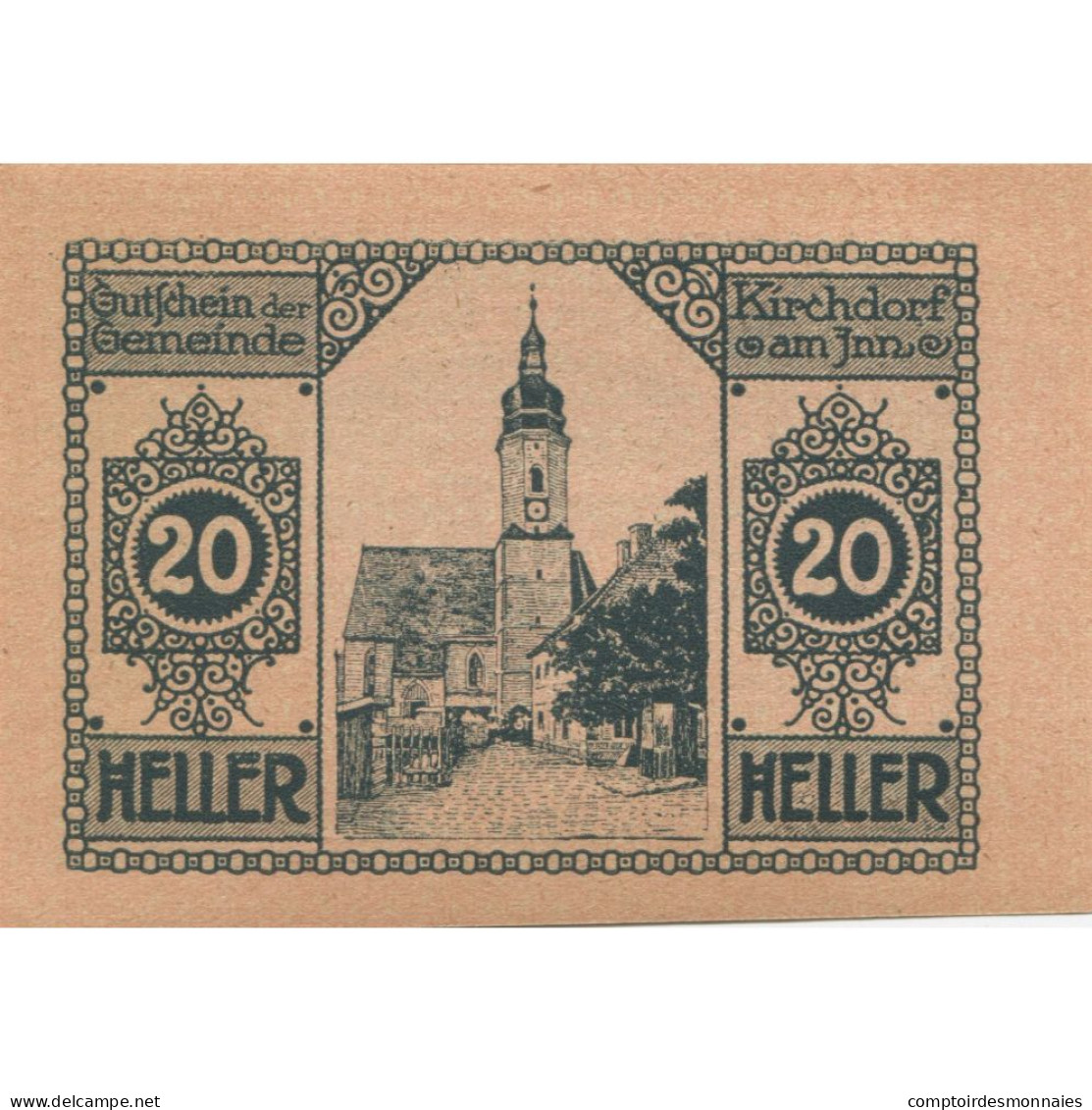 Billet, Autriche, Kirchdorf, 20 Heller, Eglise 1920-12-31, SPL, Mehl:FS 444a - Autriche