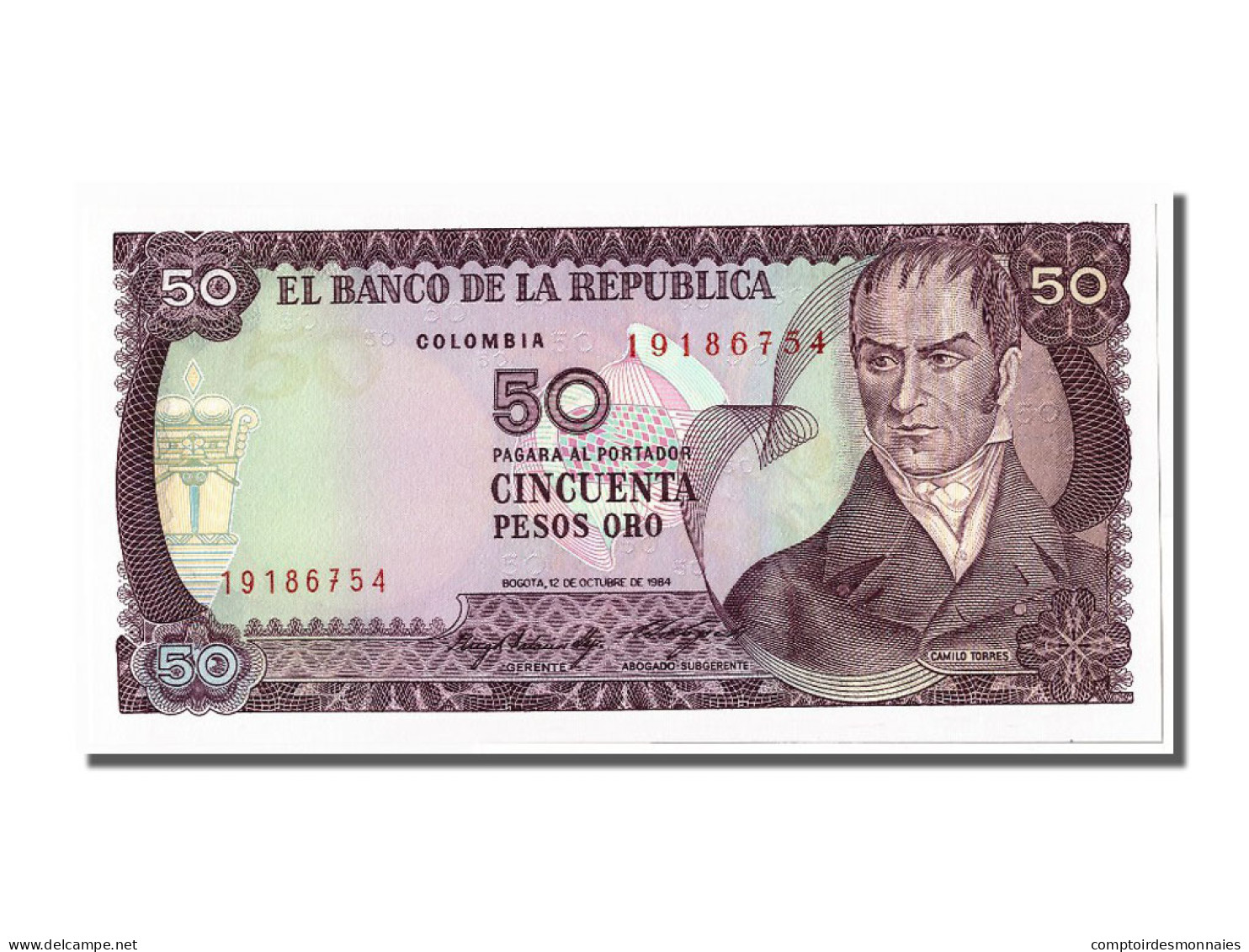 Billet, Colombie, 50 Pesos Oro, 1984, 1984-10-12, NEUF - Kolumbien
