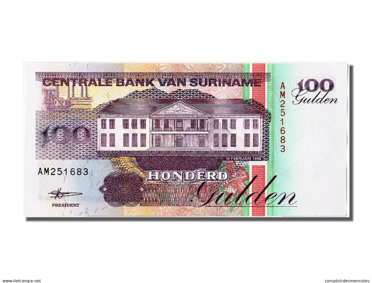 Billet, Suriname, 100 Gulden, 1998, 1998-02-10, NEUF - Suriname