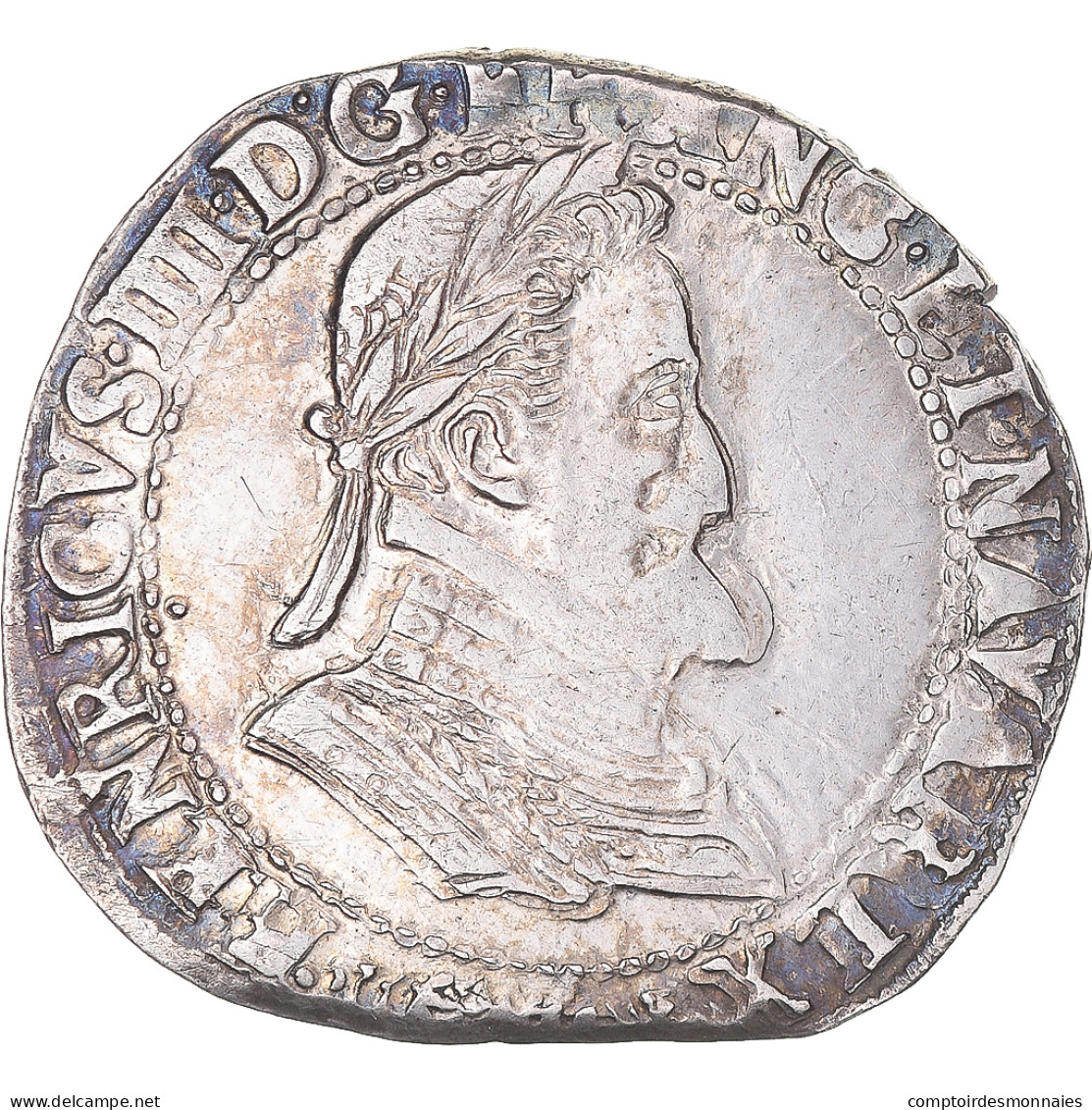 Monnaie, France, Henri IV, 1/2 Franc, Toulouse, TB+, Argent, Gadoury:590 - 1589-1610 Henri IV Le Vert-Galant