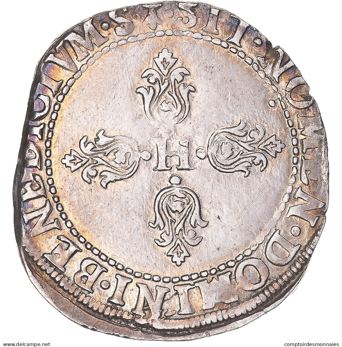 Monnaie, France, Henri IV, 1/2 Franc, Toulouse, TB+, Argent, Gadoury:590 - 1589-1610 Henri IV Le Vert-Galant