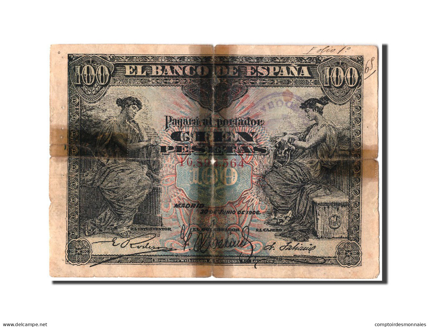 Billet, Espagne, 100 Pesetas, 1906, 1906-06-30, TB - 100 Pesetas