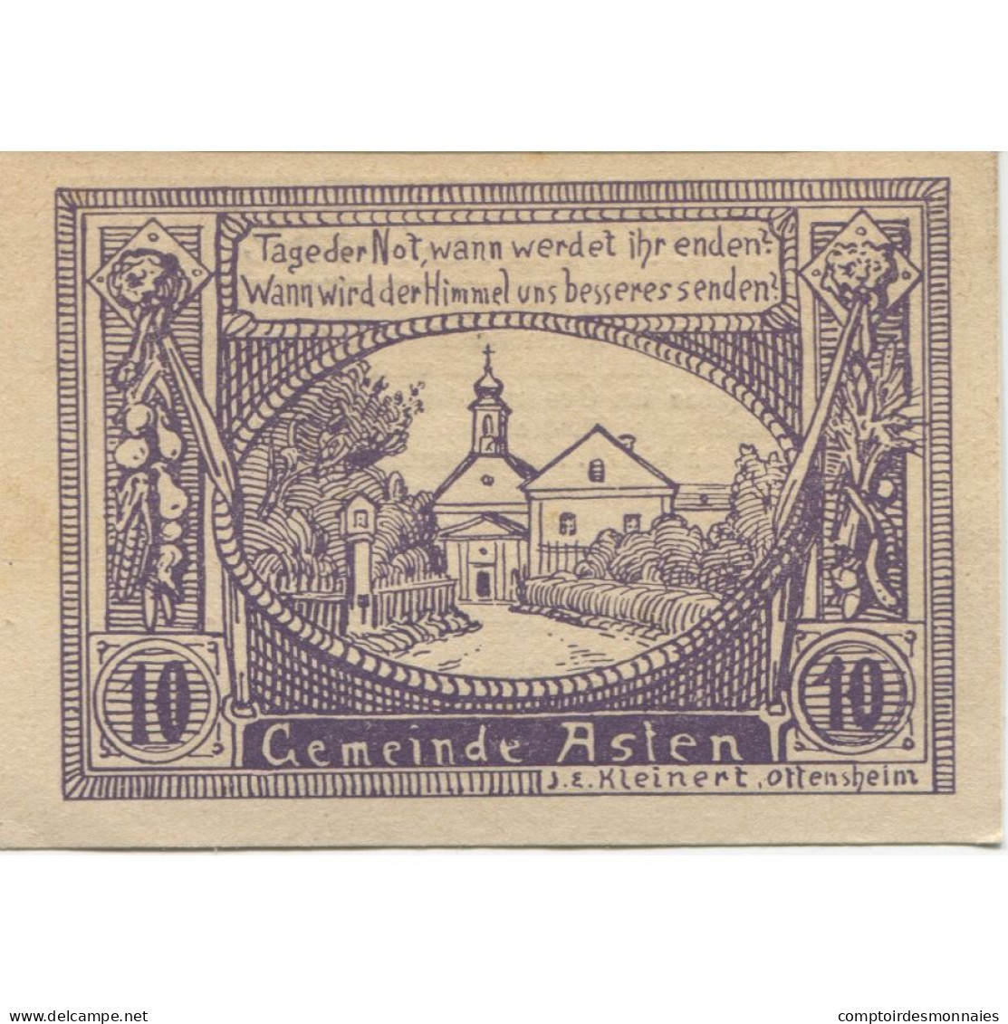 Billet, Autriche, Asten, 10 Heller, Eglise, 1920, 1920-12-31, SPL, Mehl:FS 59a - Oesterreich